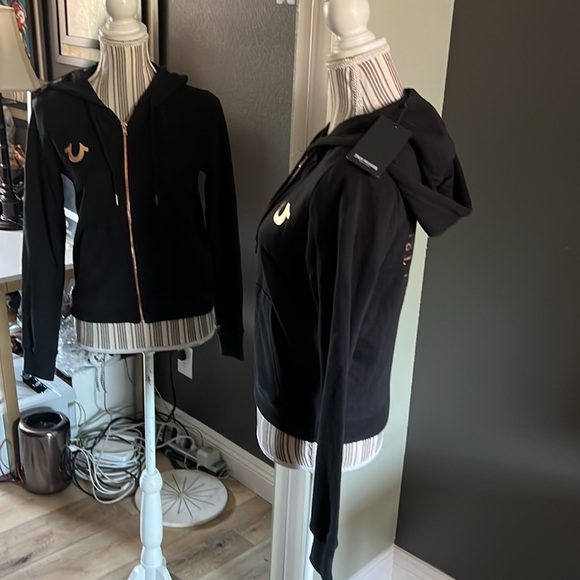 True Religion Women's Black Hoodie with Gold Accents - Picture 6 of 9